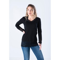 CAMISETA PUNTILLA NEGRO