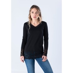 CAMISETA PUNTILLA NEGRO