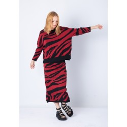 Falda punto cebra roja