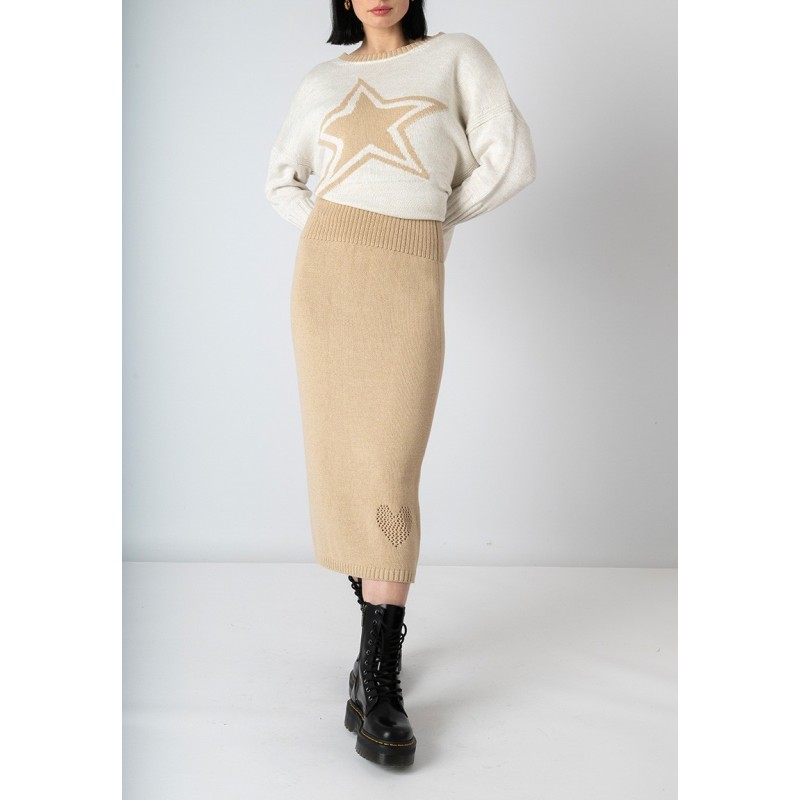 Falda punto Elegirte Camel