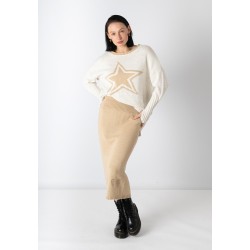 Falda punto Elegirte Camel