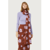 Bufanda de punto jacquard estampado flores marrón