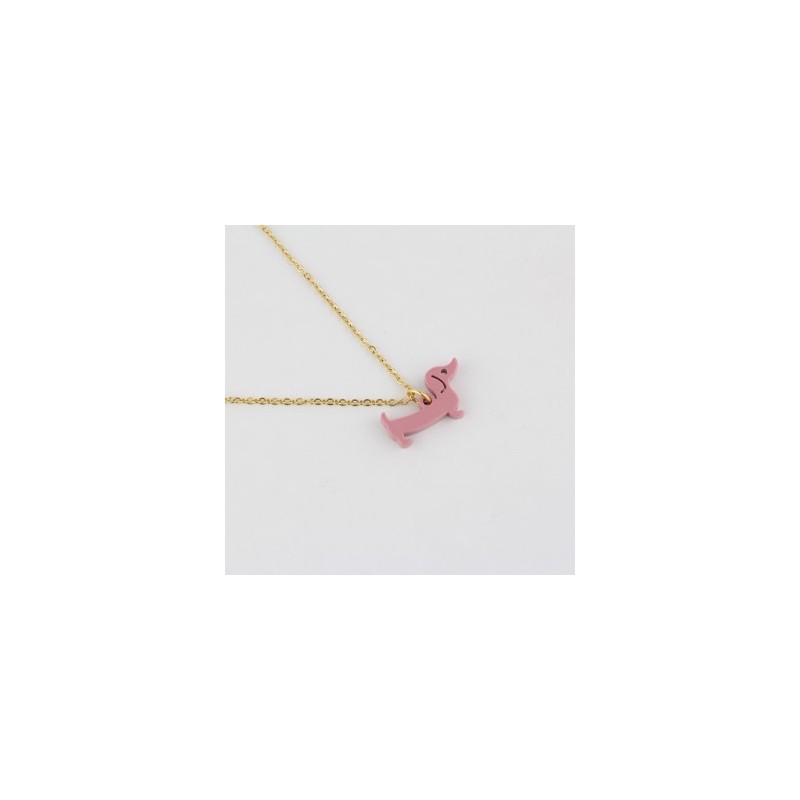 Gargantilla Teckel rosa antiguo