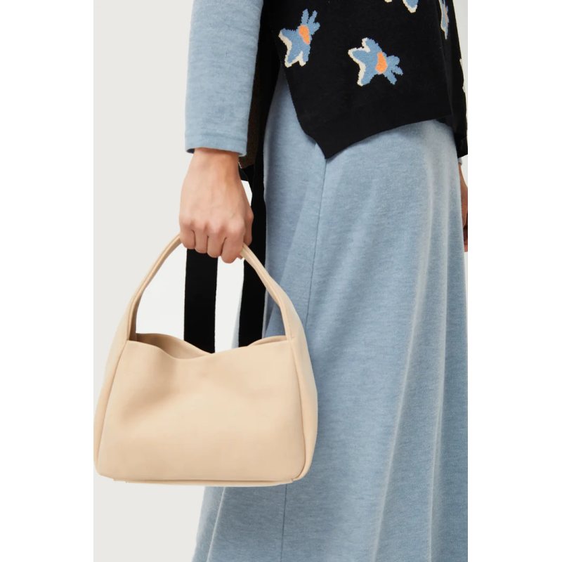 Bolso de mano con correa blanco crema