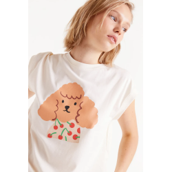 Camiseta print perro cerezas
