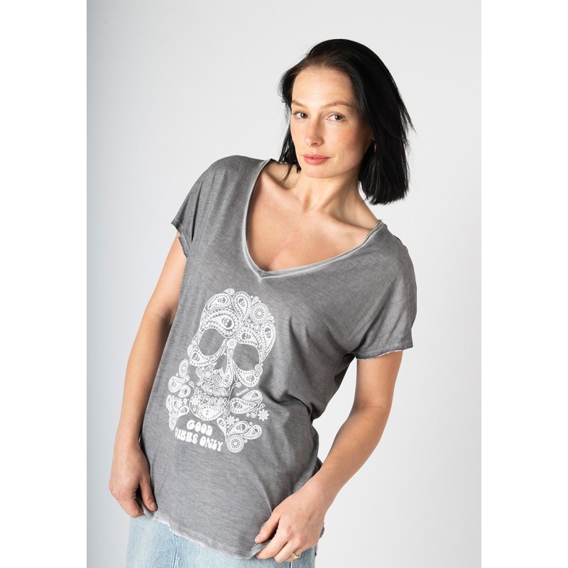 Camiseta Calavera Cachemira Negra