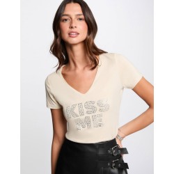 camiseta bisou beige