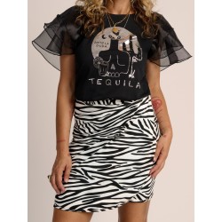 camiseta tequila organza negro