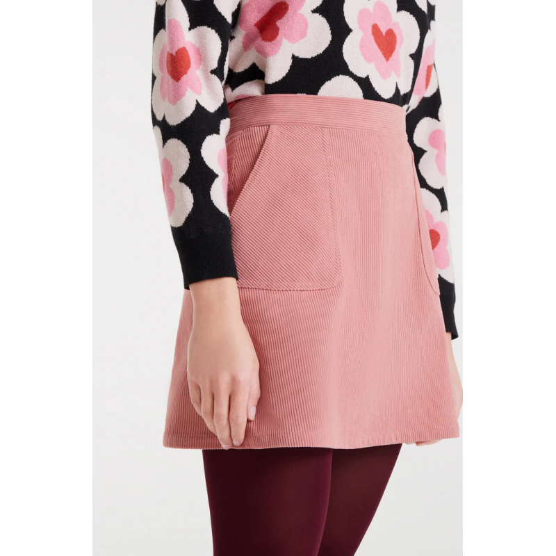 Falda corta pana rosa