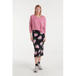 Jersey punto cuello pico rosa