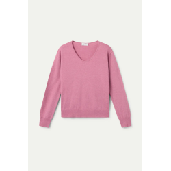 Jersey punto cuello pico rosa