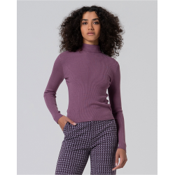 jersey canalé cuello alto malva