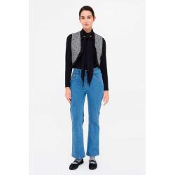 Chaleco tweed estampado corazones negro