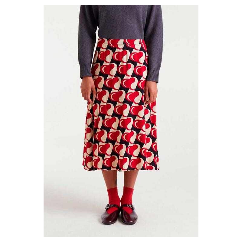 Falda midi estampado heart attack