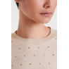 Jersey beige con detalle multicolor
