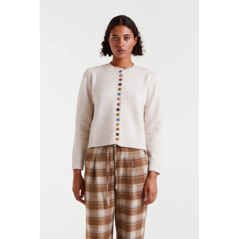 Cardigan cuello redondo beige