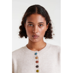 Cardigan cuello redondo beige