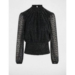 Camiseta cuello alto negro brillo tobito