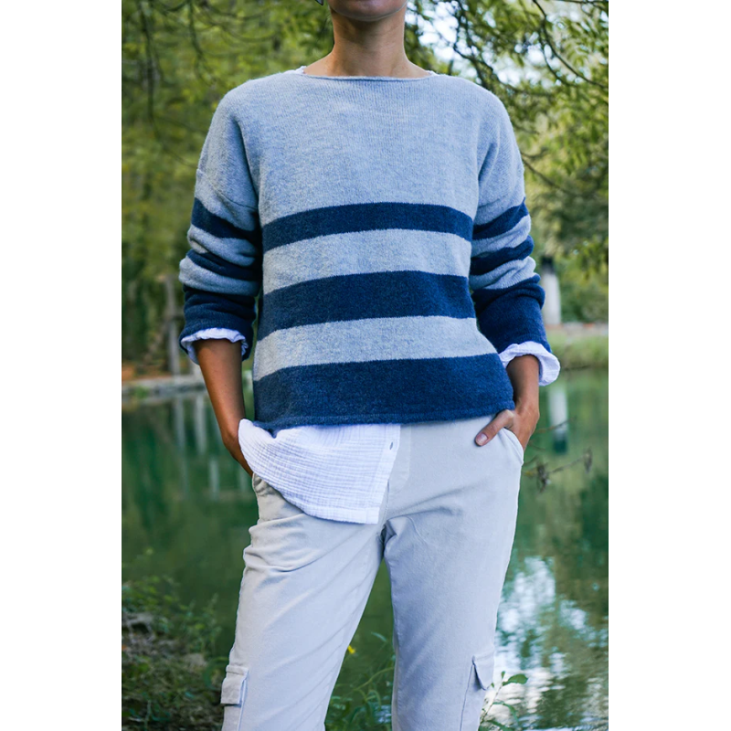 Jersey gual bicolor cuello barco