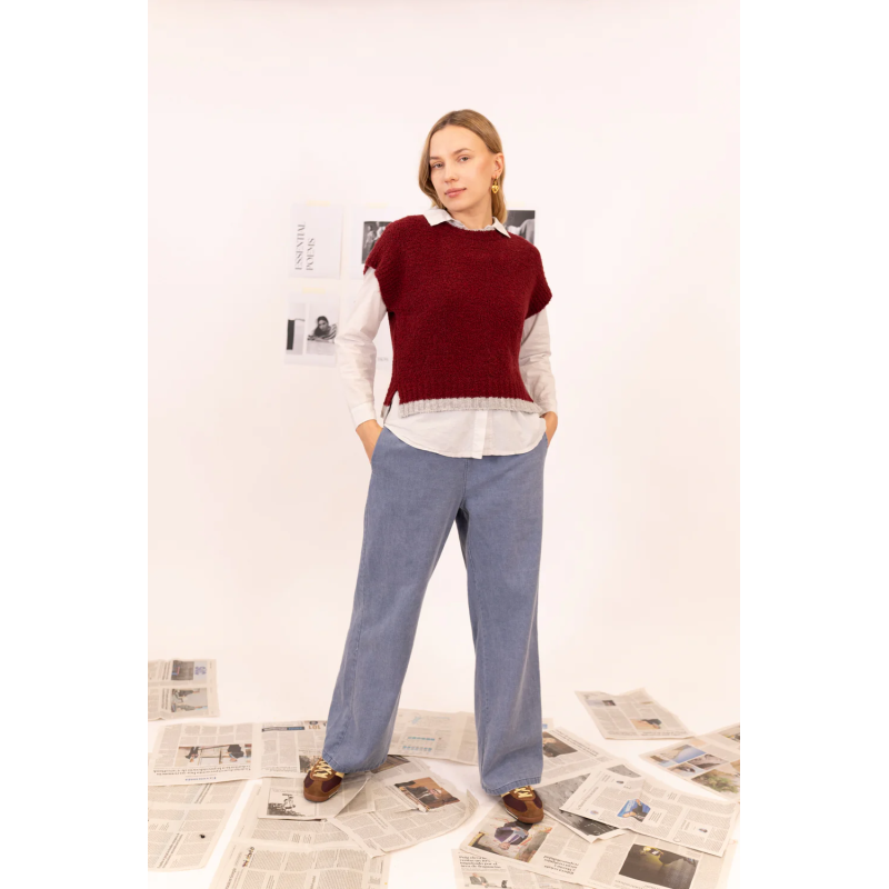 Chaleco belli bicolor burdeos