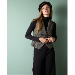 pantalón ancho con botones cintura negro