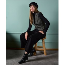 pantalón ancho con botones cintura negro