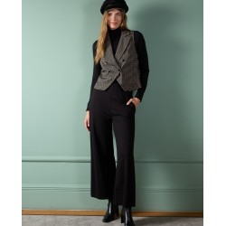 pantalón ancho con botones cintura negro