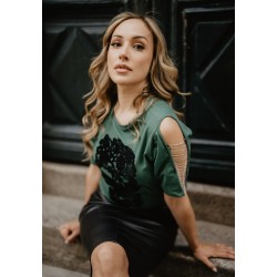 camiseta verde calavera