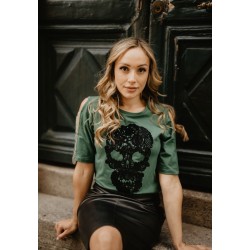 camiseta verde calavera