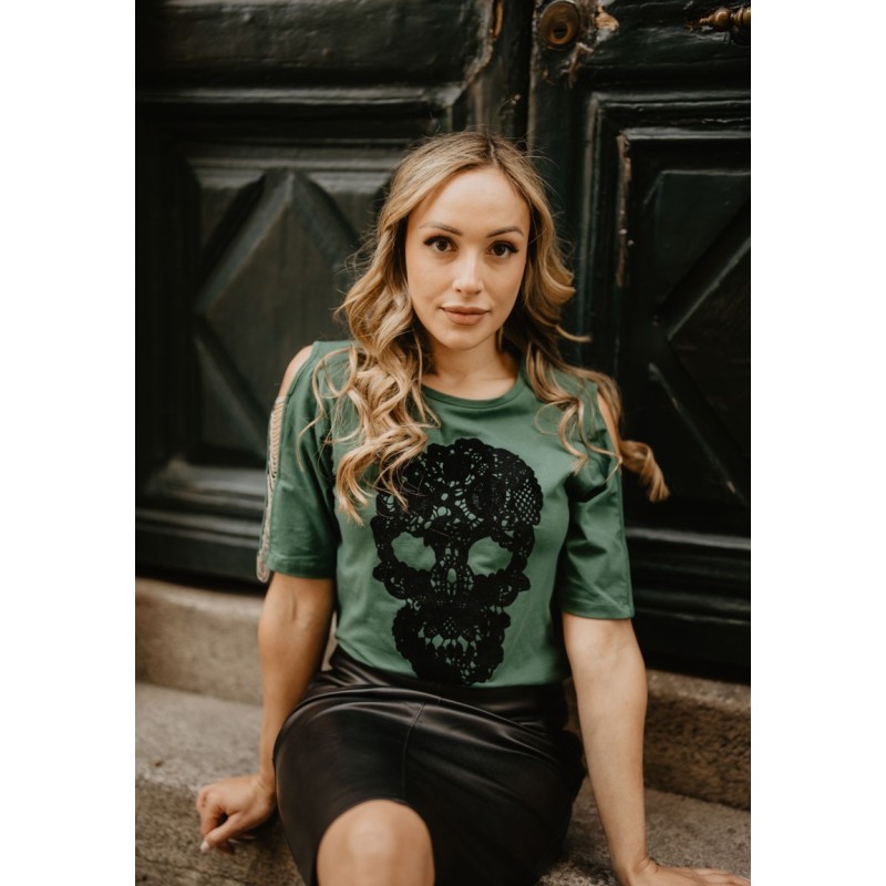 camiseta verde calavera