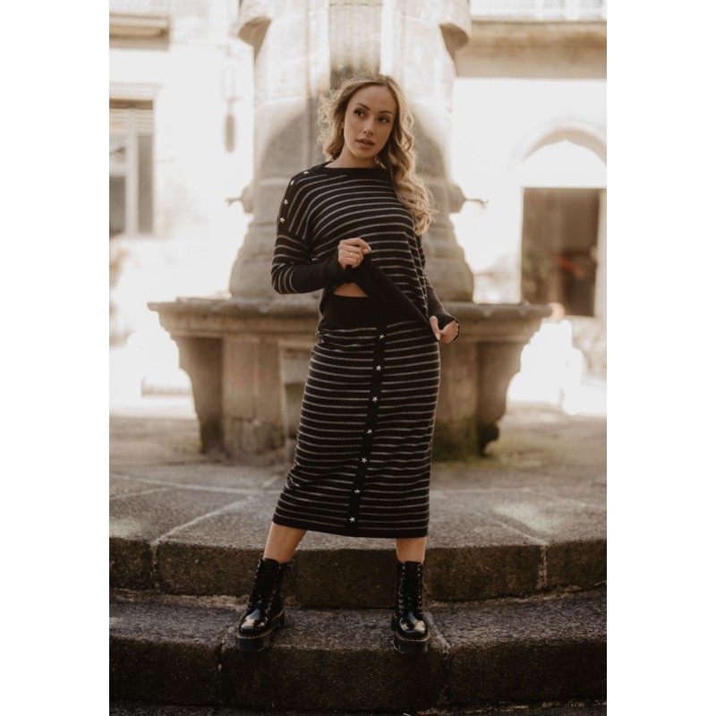 falda rayas estrellas puntos negros