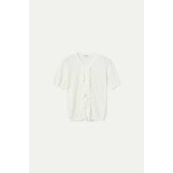 cárdigan punto floral bco con volantes