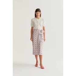 cárdigan punto floral bco con volantes